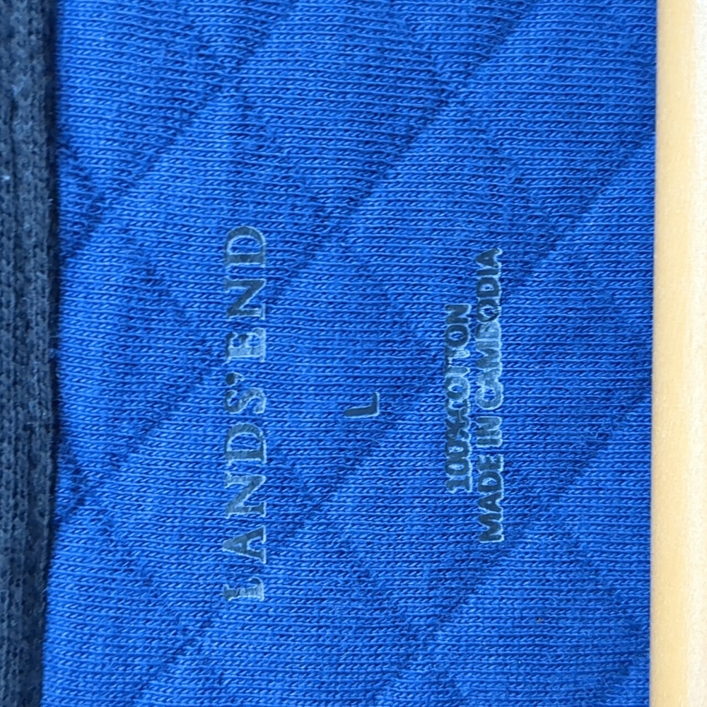 Lands' End sweater quarter zip quilted pullover navy blue large - Picture 3 of 6
